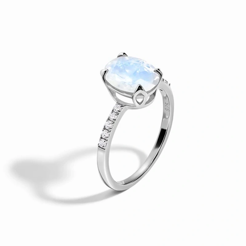 Hainon 925 Sterling Silver Ring For Women Four Claw Moonstone Ring Women Ring Wholesale Supplier 1