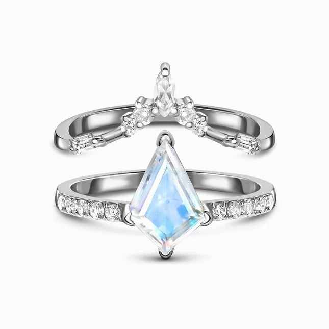Hainon 925 Silver Rings Set Crown Ring Set For Women Wedding Engagement Silver Plated Ring Sets Wholesale Supplier 1