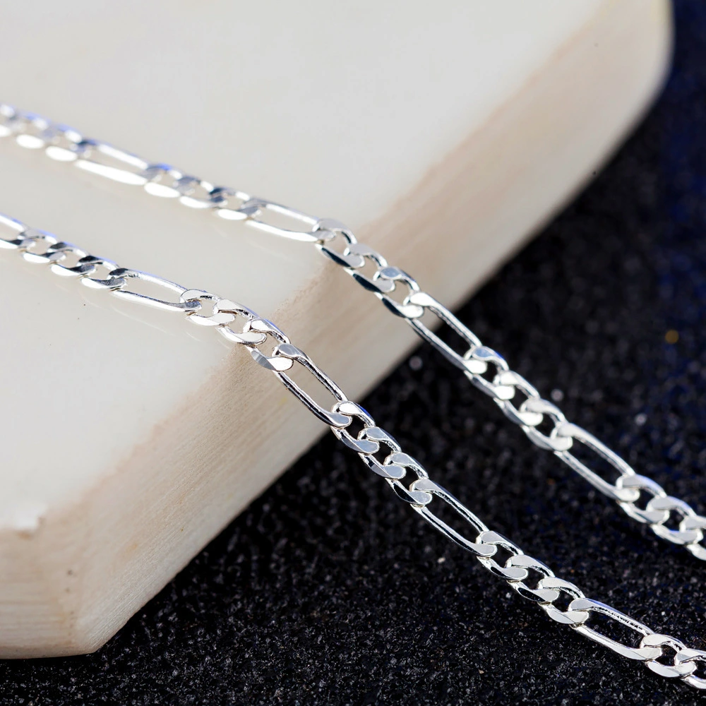 Hainon men figaro chain color silver chain necklace wholesale 16-30inch stock brass material 1