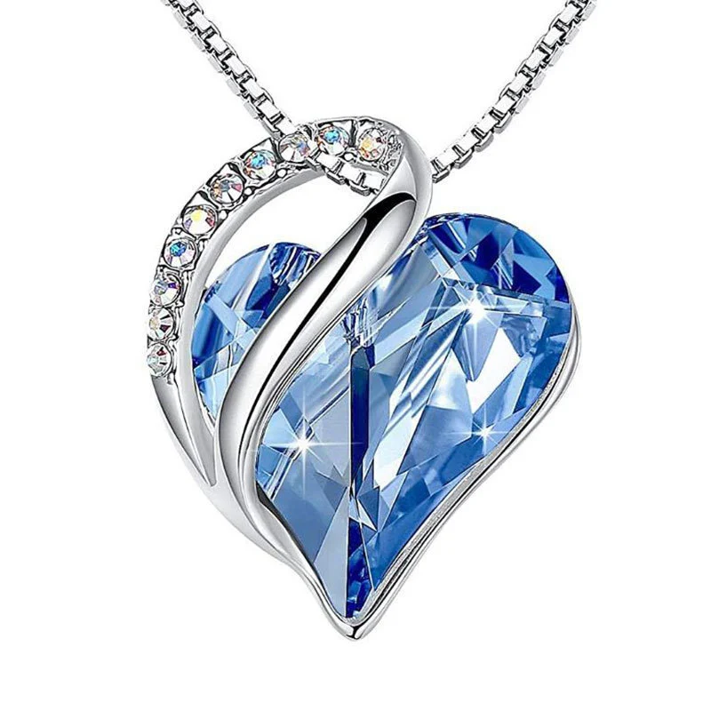 Hainon Fashion European and American New December Birthstone Crystal Pendant Clavicle Chain Love Necklace Jewelry Wholesale 1