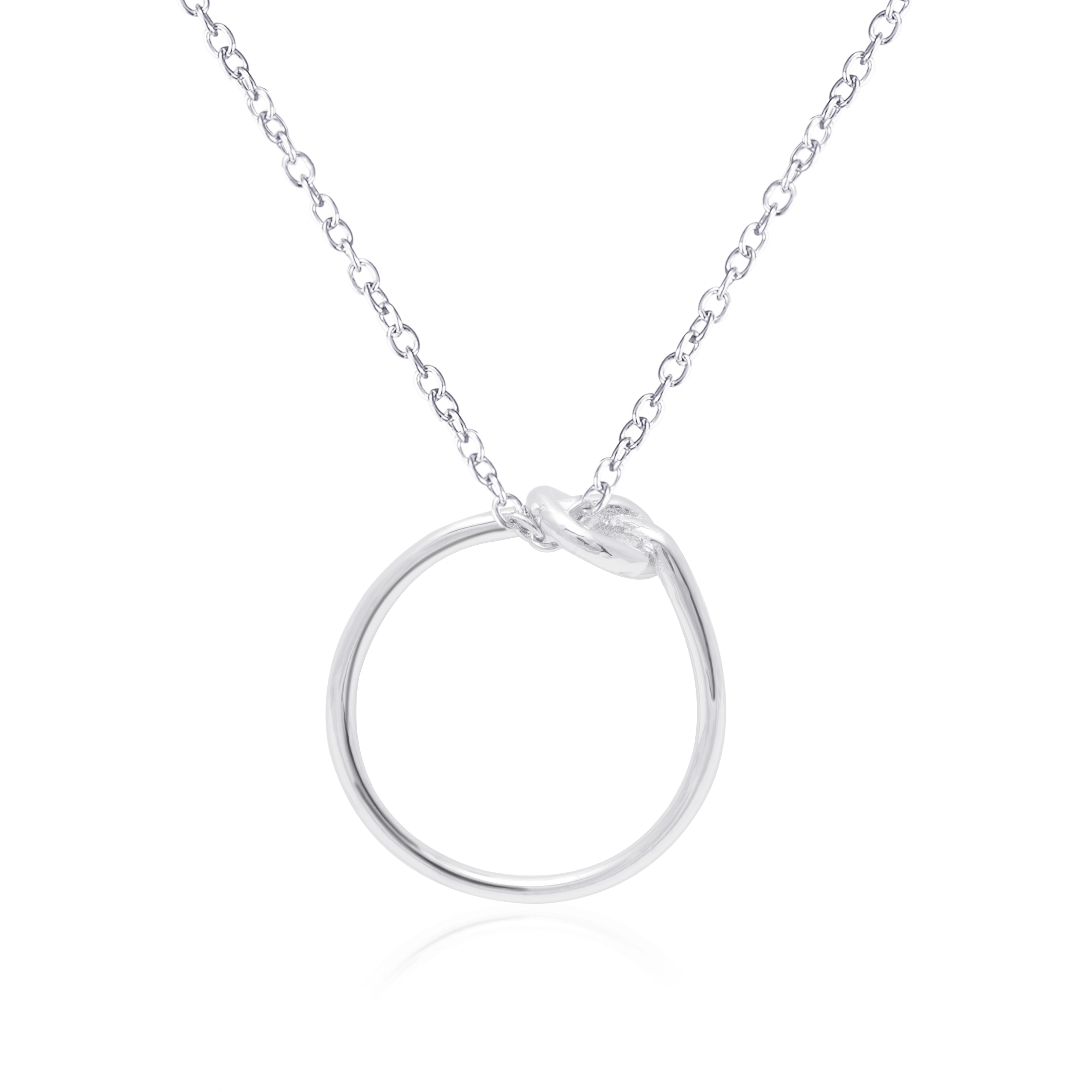 Wholesale Stainless Steel Twist Ring Knot Pendent Necklace Silver Plated Knot Pendant Necklace For Women Girls 1