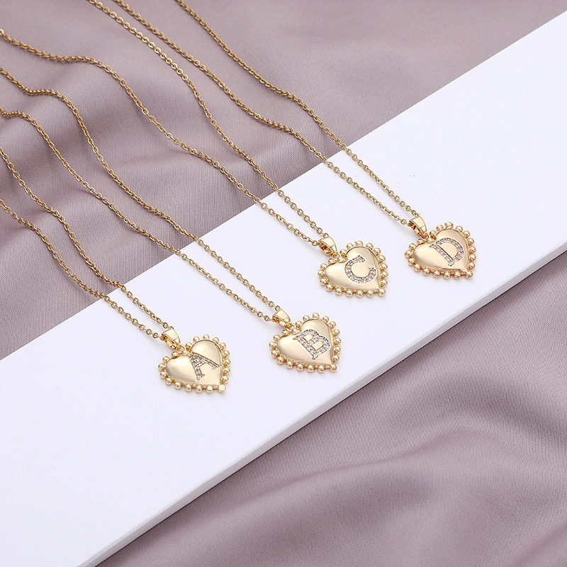 Hainon A-Z Initial Necklace Dainty Personalized Letter Heart Necklace Gift For Women Necklace Jewelry 1