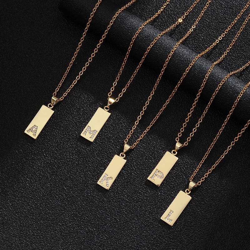 Hainon hip hop Initial A-Z Letter Pendant Necklace for Mens Womens  Stainless Steel Chain 18 inch 1