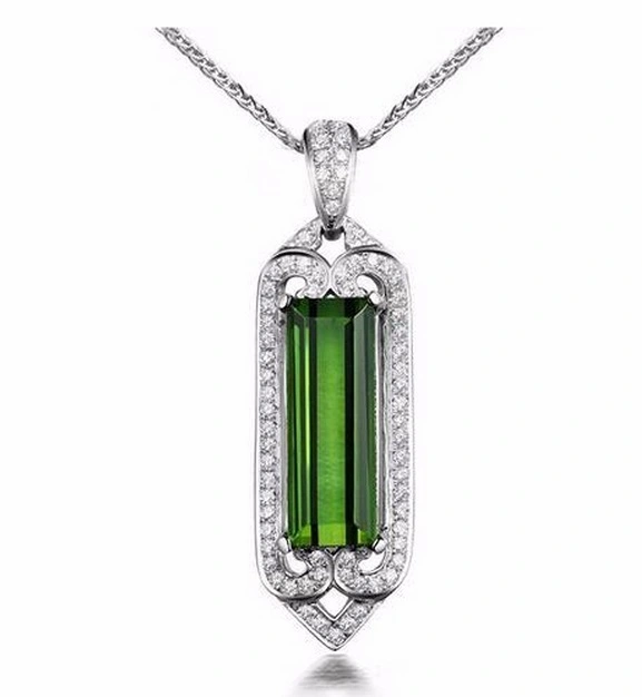 Square Pendant Necklace Lady Dark Green Pendant Valentine's Day Gift Wholesale Supplier 1