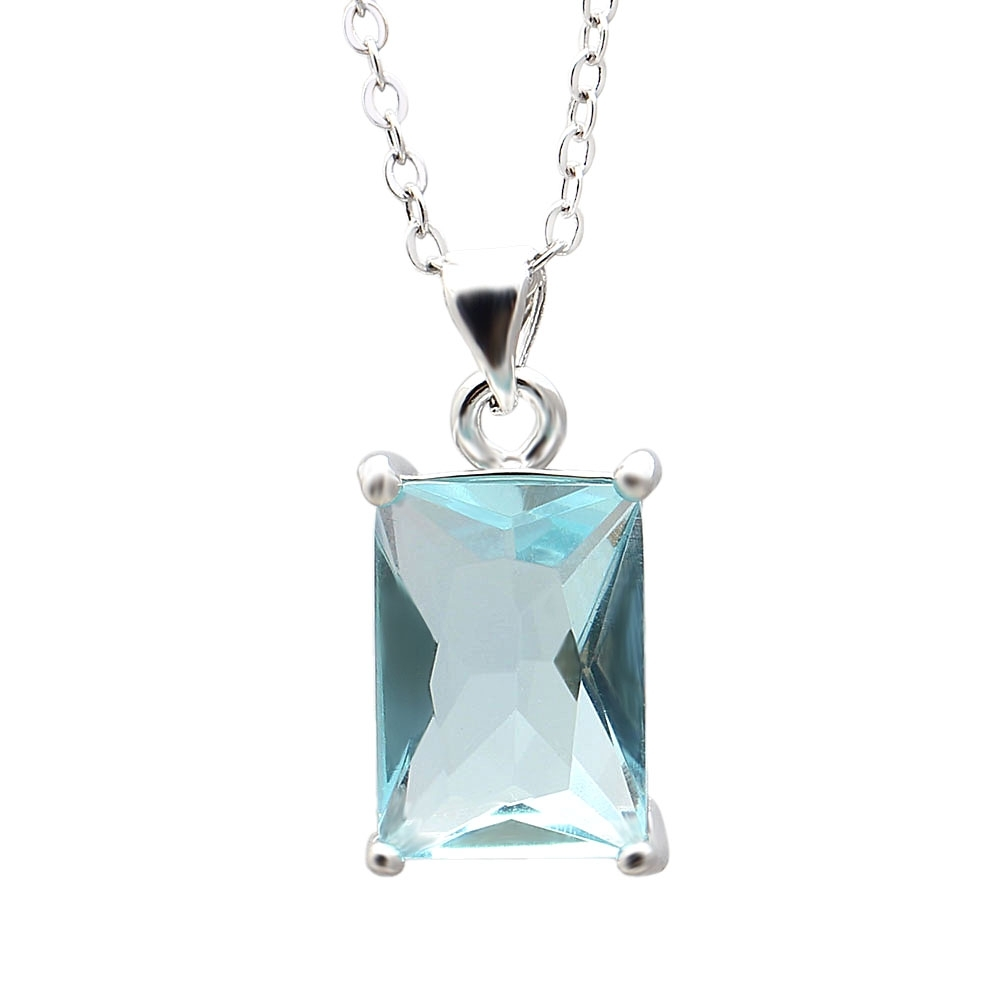 Ladies Square Necklace Lake Blue Light Blue Necklace Wholesale Supplier 1