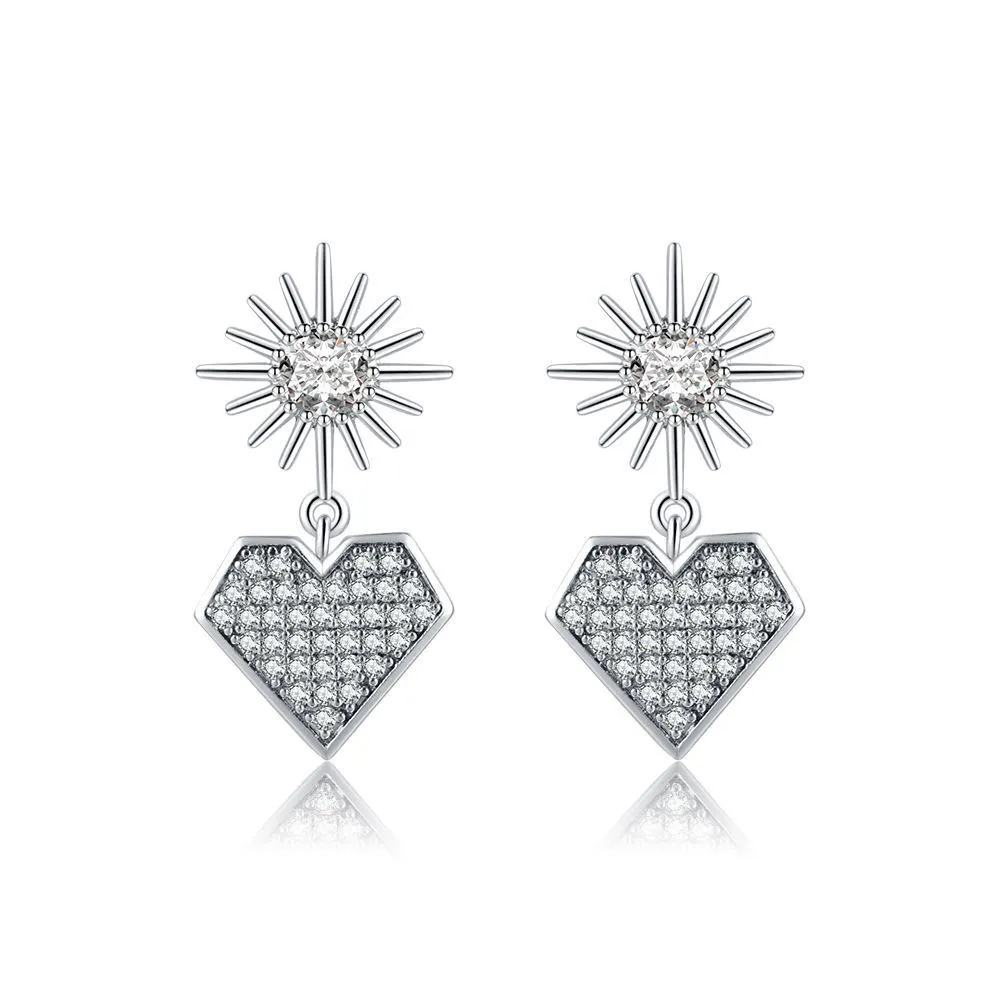 Hainon Korean version of the classic full diamond love ear earrings green color jewelry heart stud earrings 1