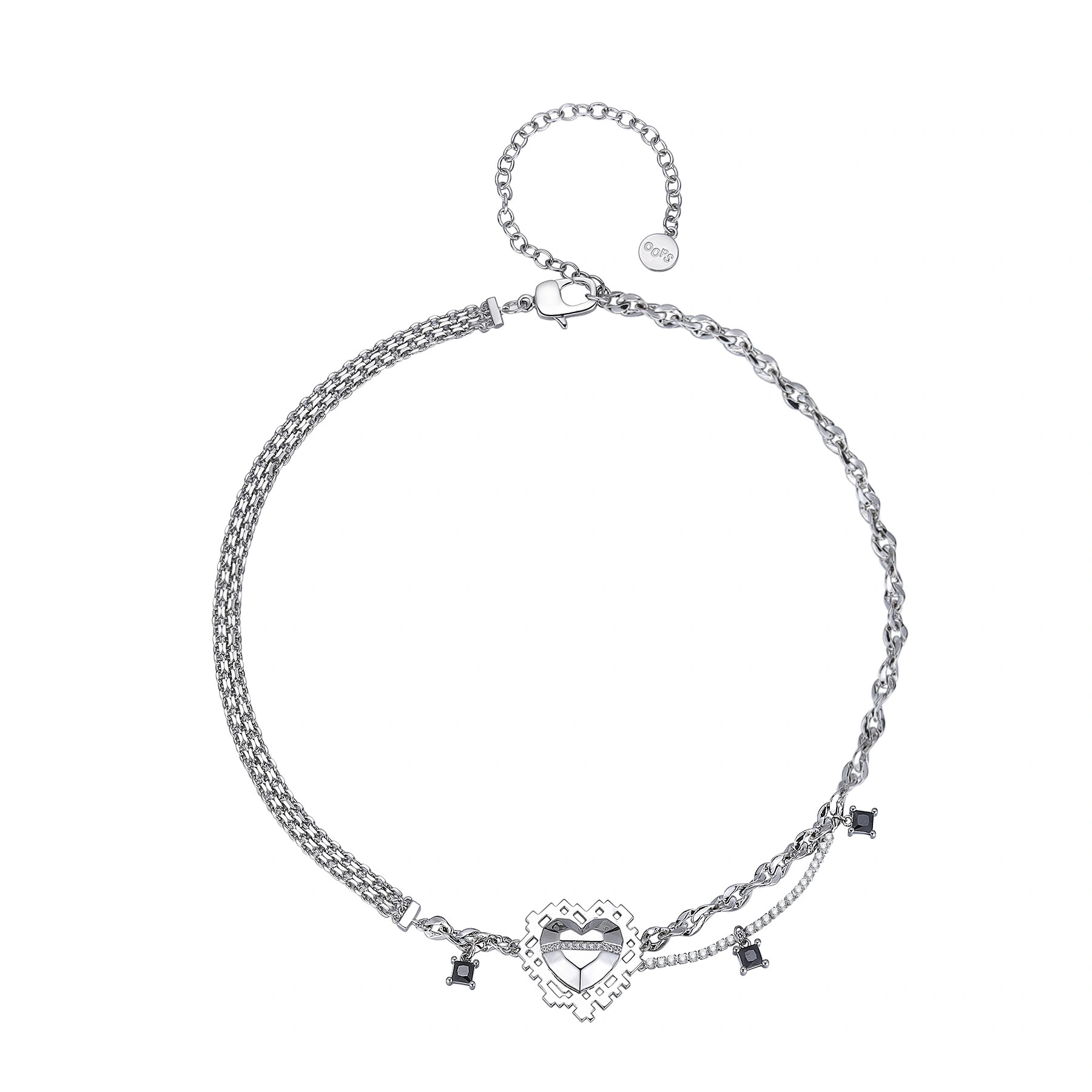 Hainon New fashion alloy love necklace earrings unique cool niche designer trend heart pendant necklace 1