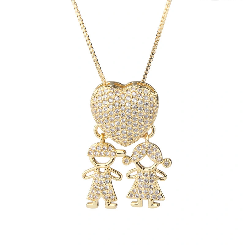 Hainon Creative zircon boy girl pendant necklace elegant love necklace jewelry couple gift wholesale 1