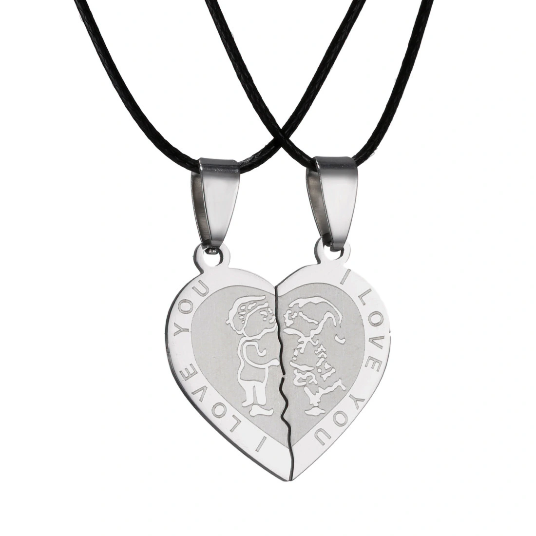Hainon Valentine's Day Gift Heart Shaped Stainless Steel Couple Necklace Hot Selling Pendant Necklace Spot Wholesale 1