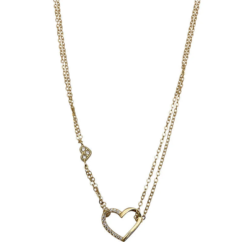 Hainon Gentle and sweet 925 silver love heart zircon choker girl personality fairy clavicle chain girl 1