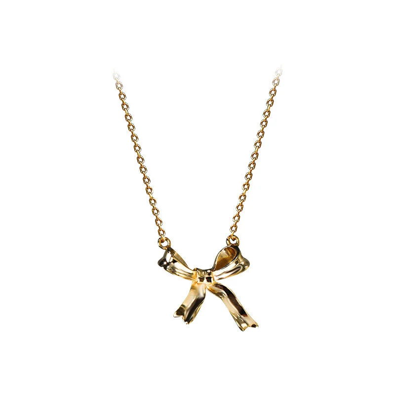 Hainon S925 silver Bowknot pendant necklace female niche design 2021 new clavicle chain necklaces for women 1
