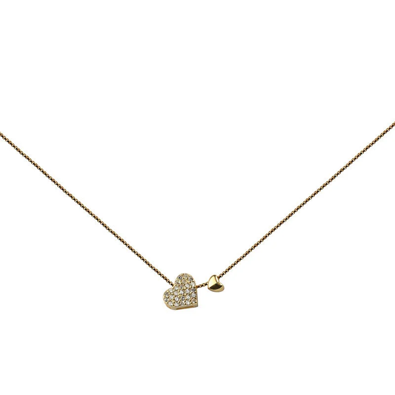 Hainon S925 sterling silver full diamond love zircon necklace temperament clavicle chain 2021 new accessories 1