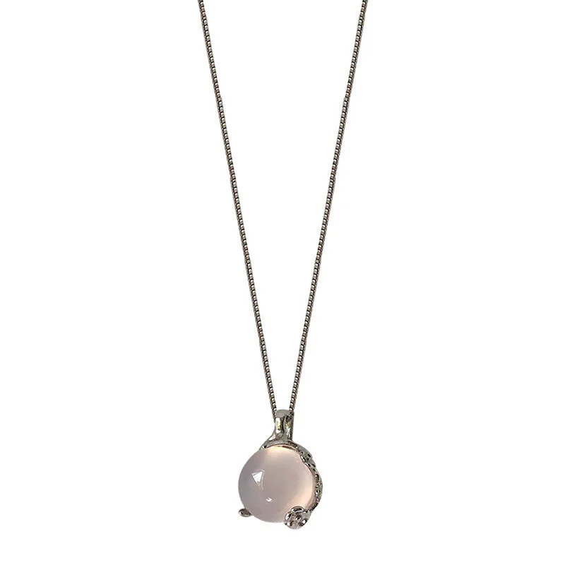 Hainon S925 sterling silver round pendant necklace clavicle chain female simple niche design jewelry 1