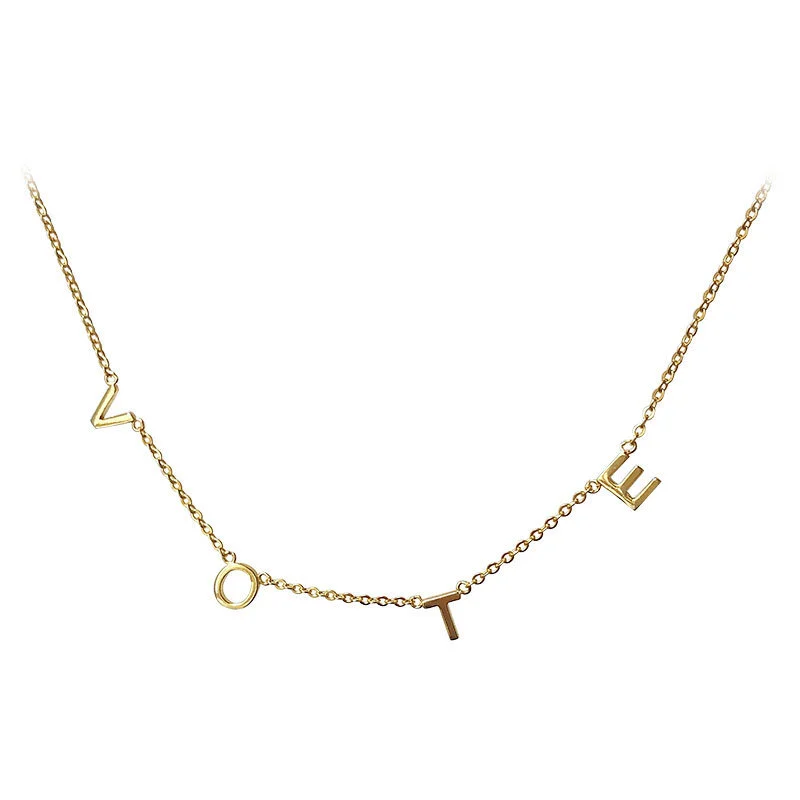 Hainon S925 sterling silver VOTE letter necklace personality simple clavicle chain female necklace wholesale 1
