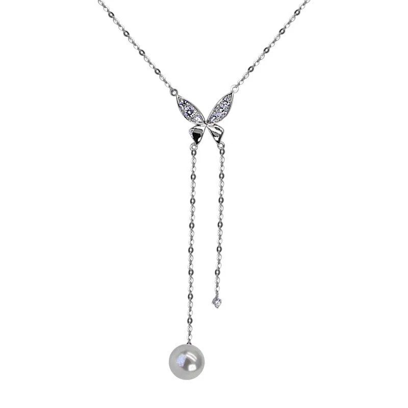 Hainon S925 sterling silver butterfly necklace clavicle chain female 2021 new style niche retro wholesale 1
