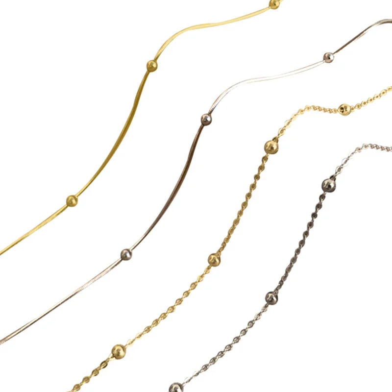 Hainon S925 silver round beads snake bone chain sterling silver necklace female clavicle chain simple 1