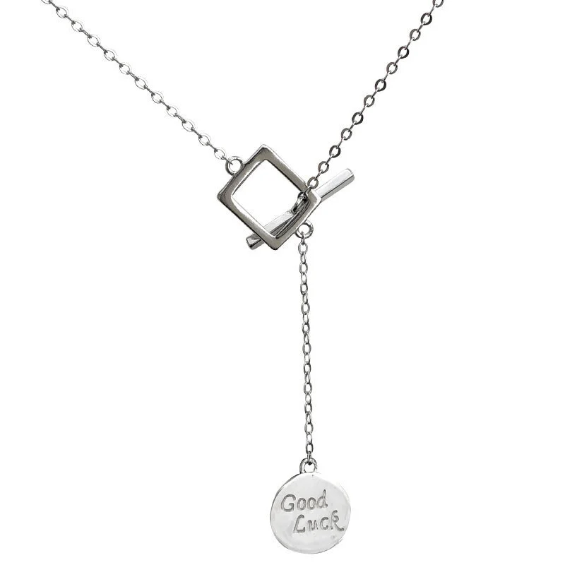 Hainon S925 silver lettering disc necklace female niche design clavicle chain simple temperament wholesale 1