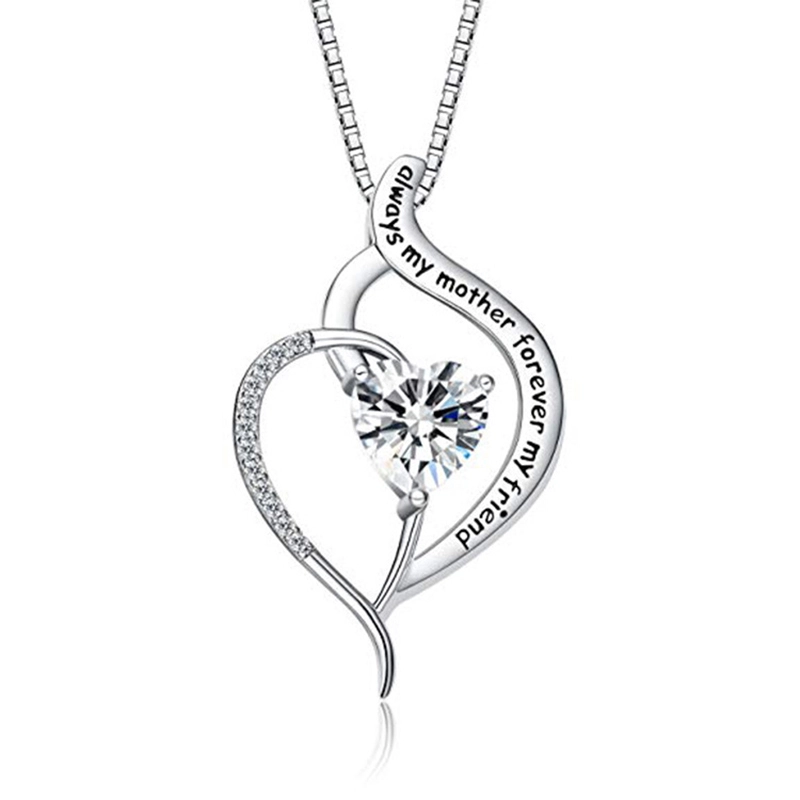 Heart Necklace Hainon White Zircon Silver Plated Romantic Women Necklaces Brass Pendant Necklace 1