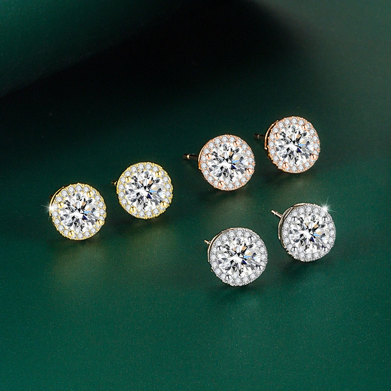 Hainon 2022 Earrings jewelry Women Elegant Classic 8.5mm round zircon stud earrings Party gift wholesale 1