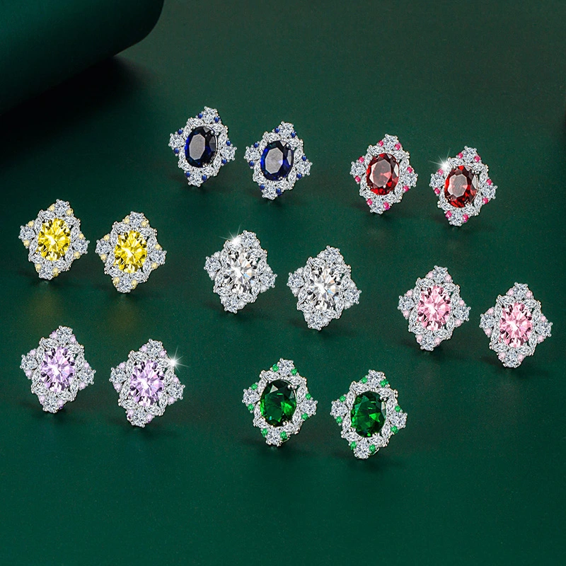 Hainon 2022 Earrings jewelry Women Luxurious Noble colorful zircon stud earrings Party gift wholesale 1