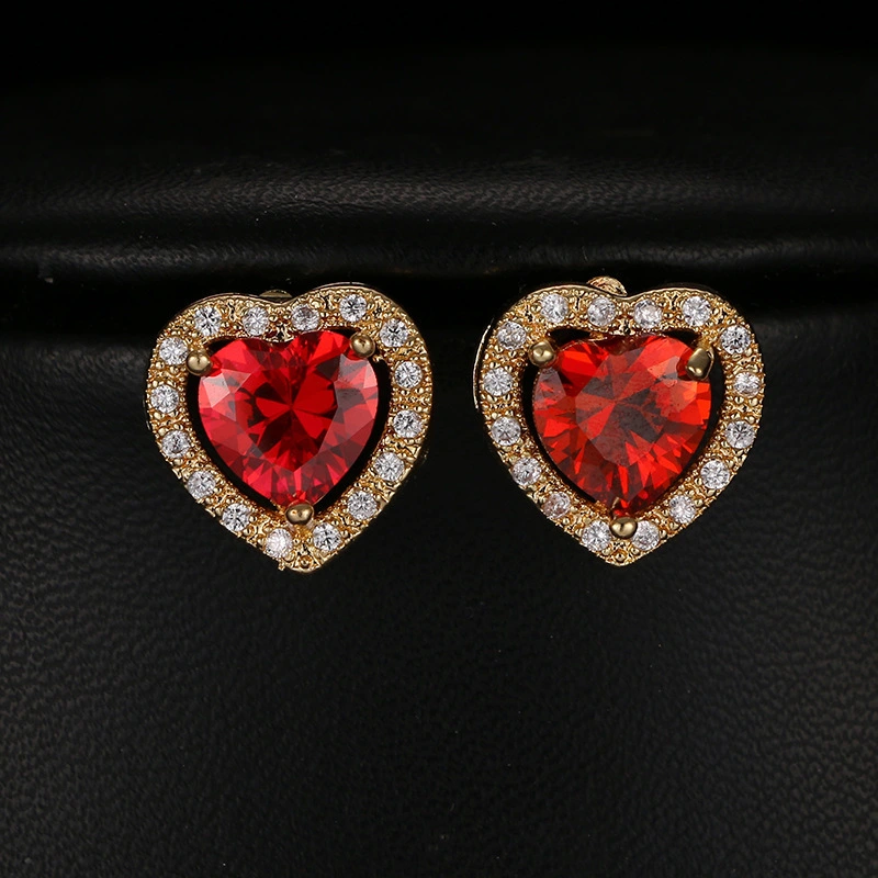 Hainon Simple and sweet love full diamond personality zircon earrings wholesale fashion jewelry for girl 1