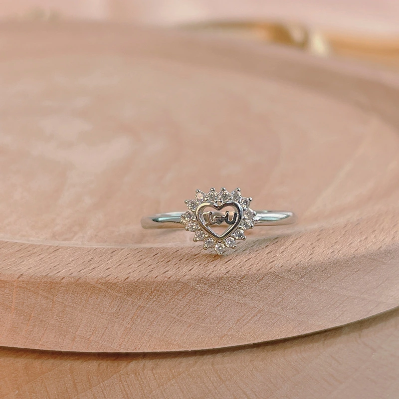 Hainon Love zircon love s925 sterling silver ring female fashion all match gift for girlfriend wholesale 1