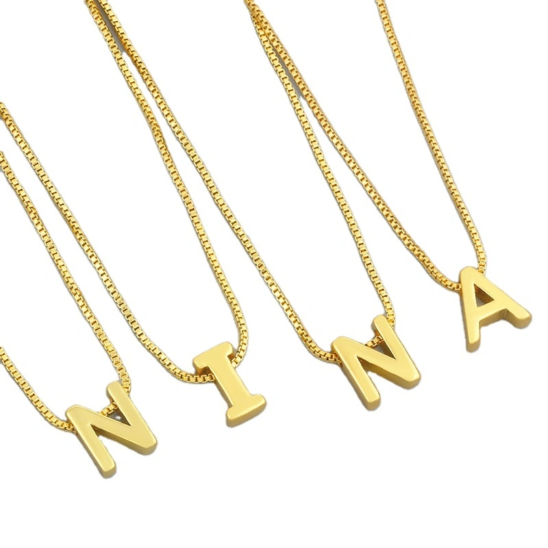 Hainon 26 English Letter Necklace Simple Glossy Letter Pendant Collarbone Chain Women 1