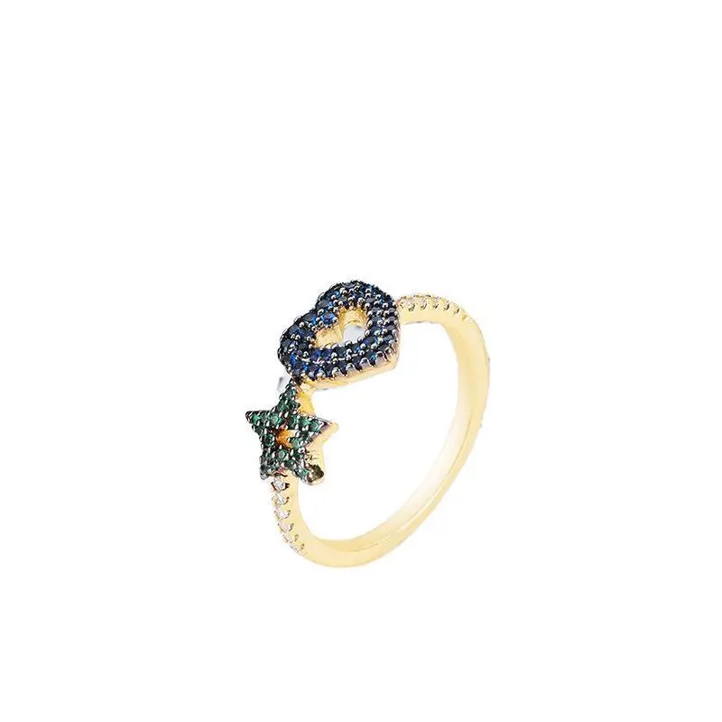 Hainon Star Heart Ring Female Fashion Personality Ring Light Luxury Niche Design Gift Index Finger wholesale 1