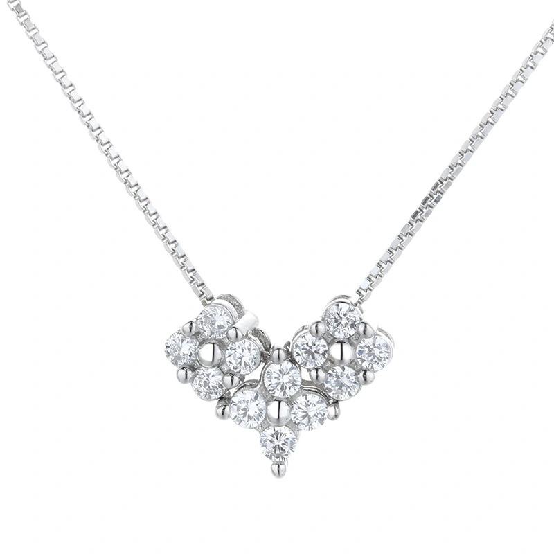 Hainon S925 sterling silver love heart zircon necklace small square explosion Niche accessories wholesale 1