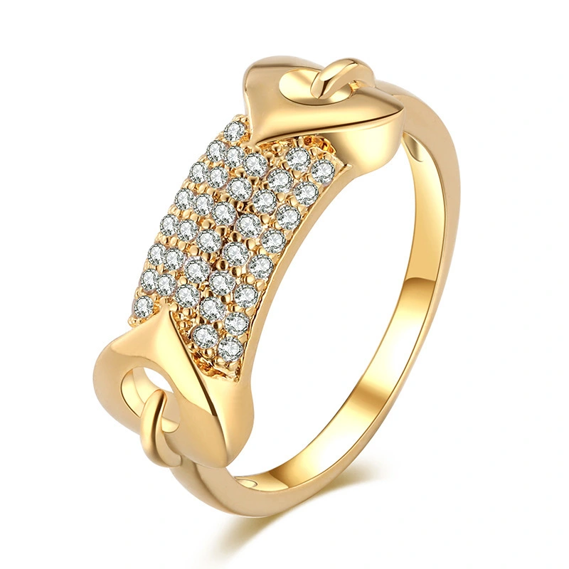 Hainon European and American fashion new creative heart zircon ring glossy simple girl love couple jewelry 1