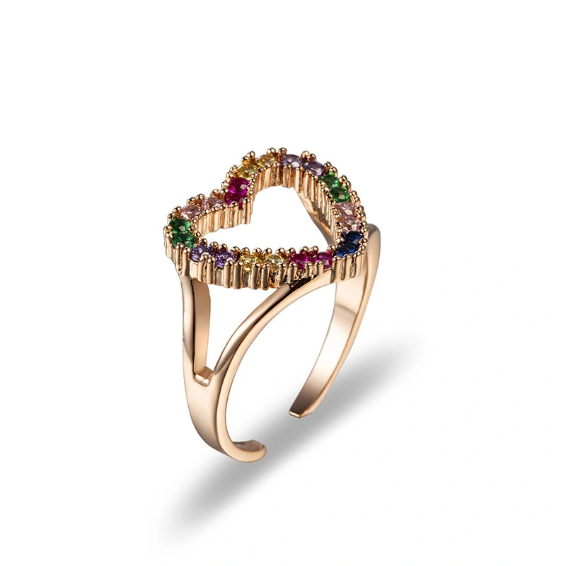 Hainon New ring European and American hot style rose gold rainbow color zircon jewelry women's jewelry 1