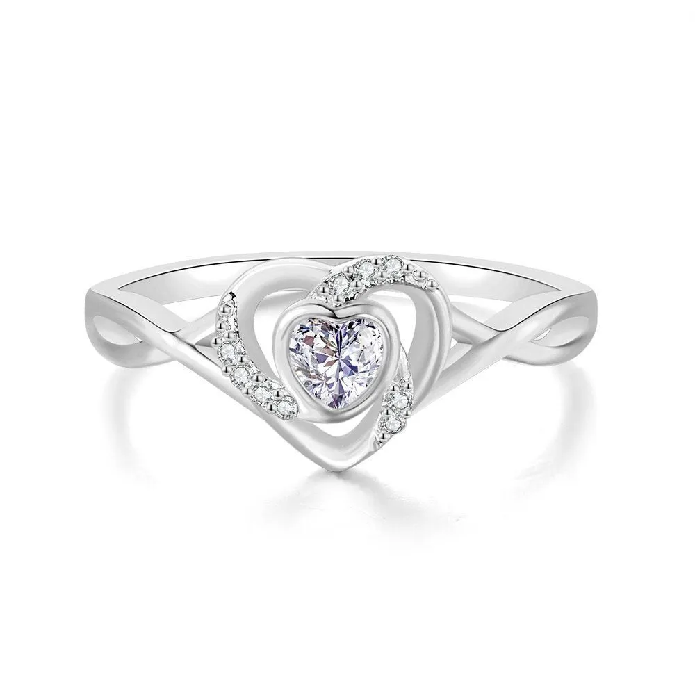 Hainon 2022 fashion Hot selling fashion lady's ring white heart zircon Gold Plated jewelry for women wholesale 1