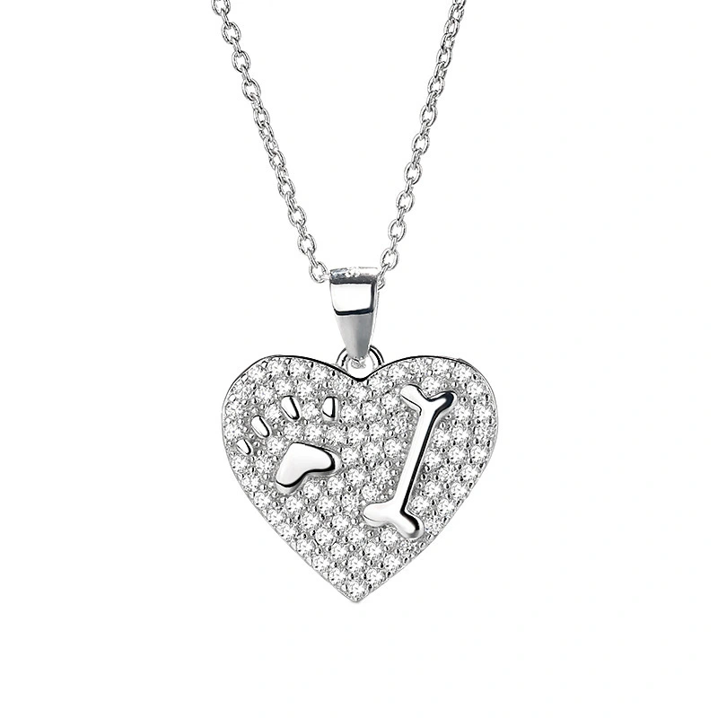 Hainon Hot Selling Sterling Silver Pendant 925 Heart Shaped Cat Claw Pendant Fashion zircon Animal Pendant Wholesale 1