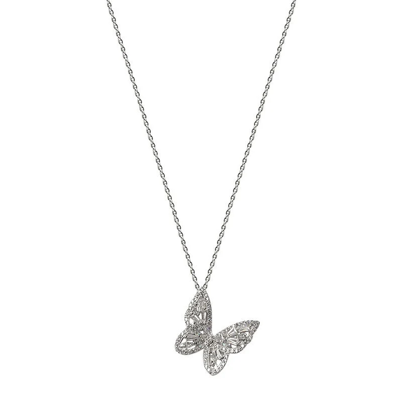 Hainon wholesale S925 sterling silver elegant butterfly necklace clavicle chain wild female niche design 1