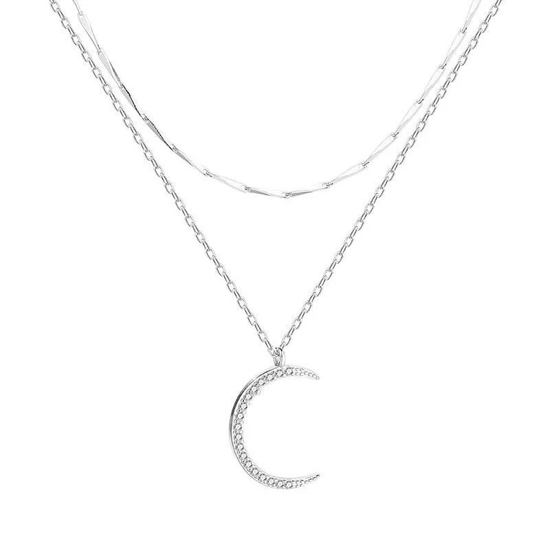 Hainon Wholesale s925 sterling silver necklace moon pendant new fashion classic jewelry for mother girls 1