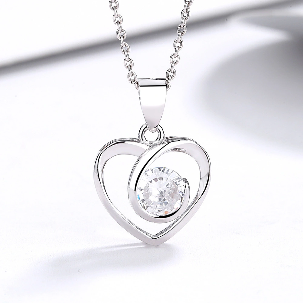 Hainon Japanese and Korean version of s925 sterling silver pendant white fashion love heart shaped women's necklace 1