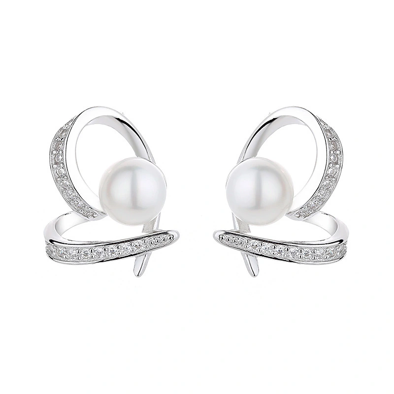 Hainon wholesale Pearl Earrings Heart zircon for Women Girls Valentines Day Fashion  Earrings Sterling Jewelry 1