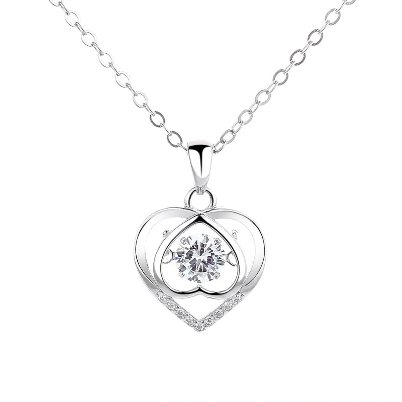 Hainon Forever Love Heart Pendant Necklaces for Women 925 Sterling Silver with zircon Birthday Christmas Jewelry 1