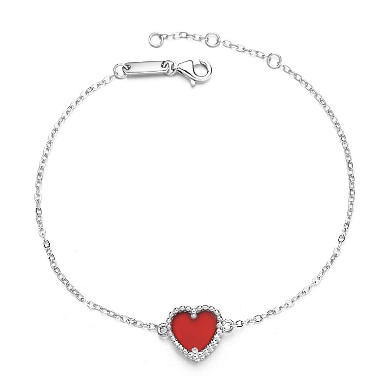 Hainon wholesale cute Sterling Silver red heart Bracelet Women's Gifts rose Gold Plated Bracelet Jewelry for Her 1