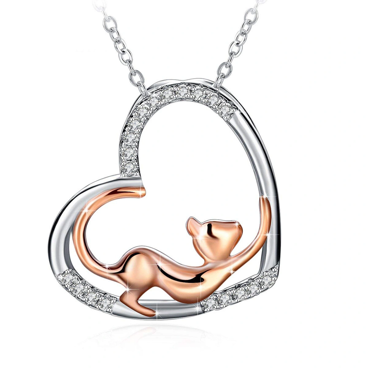 Hainon fashionable necklace rose gold jewelry cat pendant silver necklace women custom holiday gifts 1