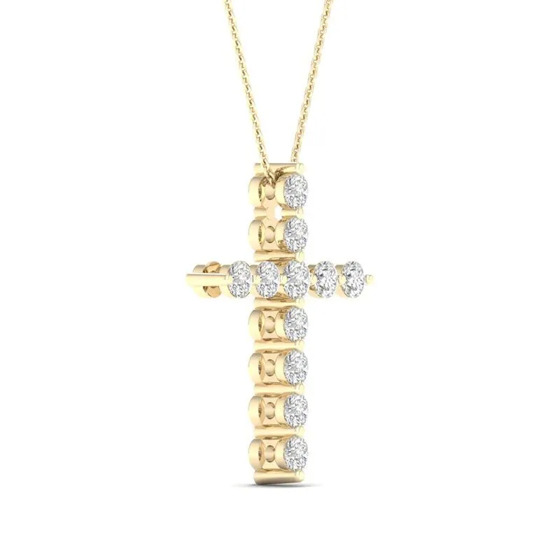 Hainon 2022 fashion jewelry necklace sets for women gold color shiny zircon cross necklace wholesale 1