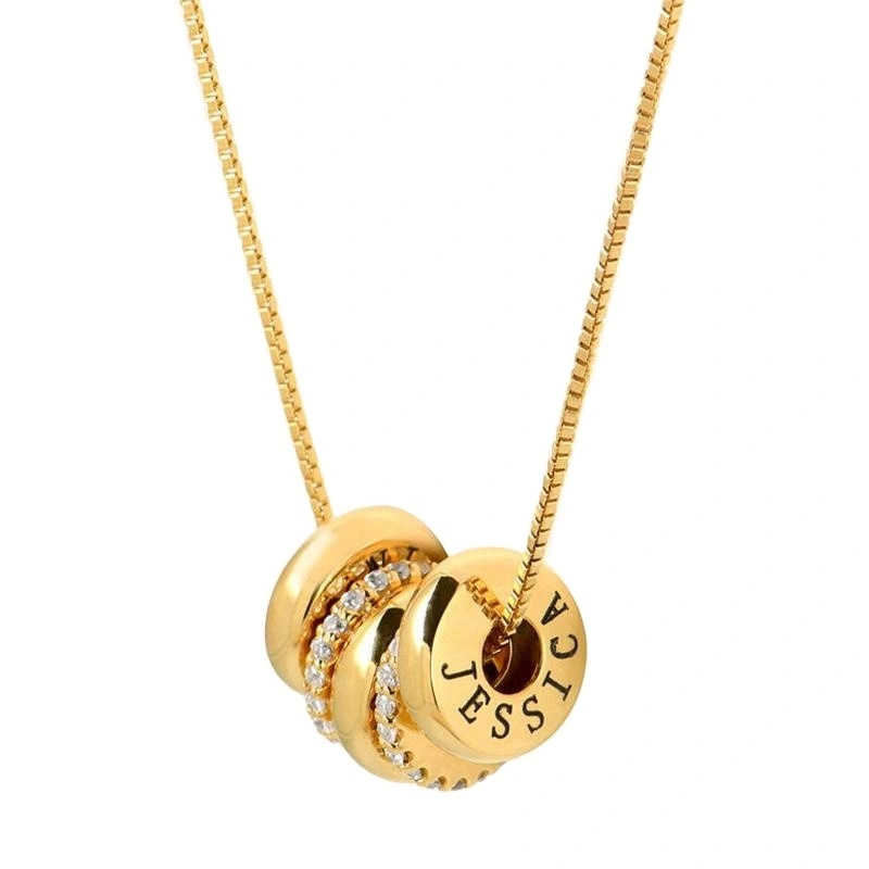 Hainon Gold Customized Letter Zircon Pendant Necklace Mother's Day Gift Family Name Necklace Personalized Family 1