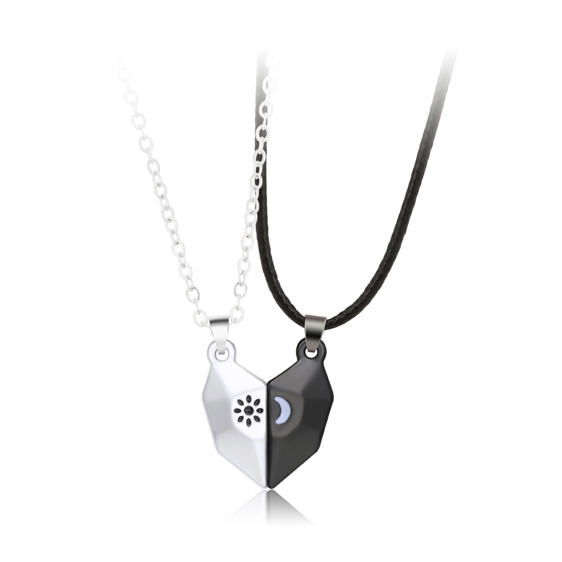 Hainon 2022 Magnetic Heart Necklace Couple Necklace Moon Sun Design Love Heart Necklace Jewelry for Women 1