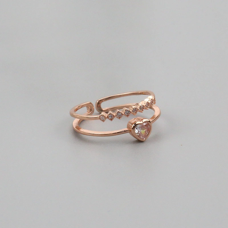 Hainon Wholesale 2022 new fashion style diamond love heart ring female trendy design index finger ring 1