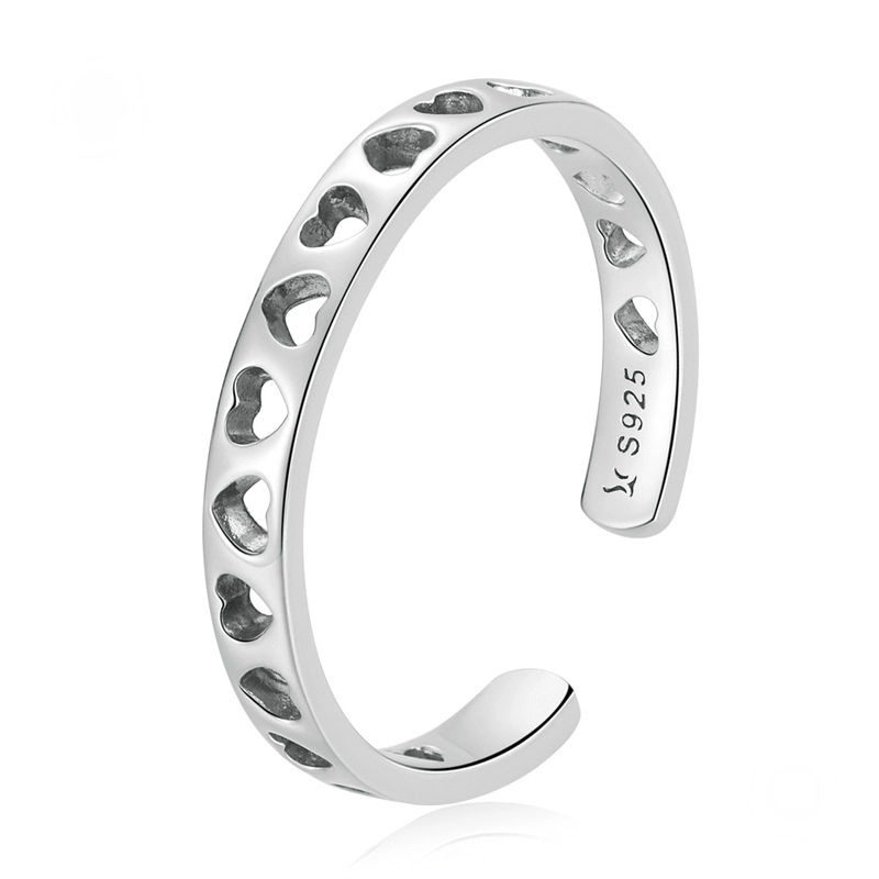 Hainon European and American hollow Ring female s925 silver love heart ring fashion all match wholesale 1