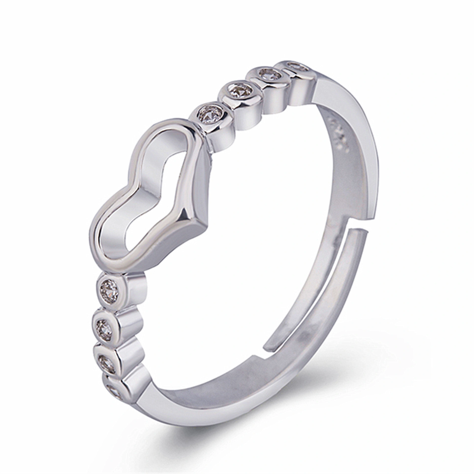 Hainon Simple and versatile brass ring wholesale heart love ring jewelry for girl wholesale adjustable 1