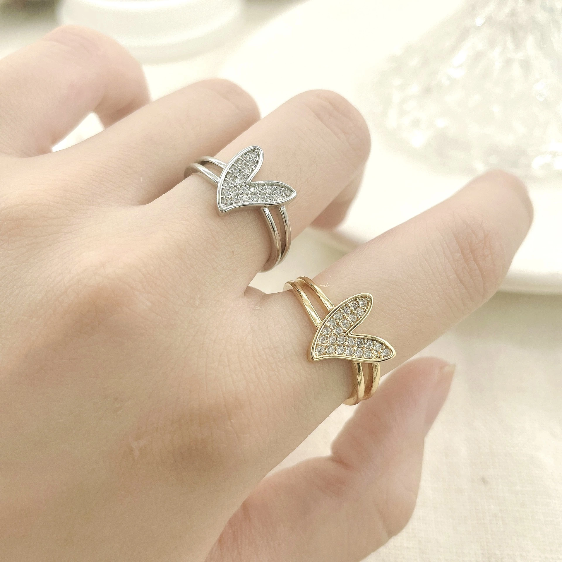 Hainon Simple retro Love Ring zircon Jewelry new Fashion Jewelry Open Ring Gift for Girl wholesale1 1