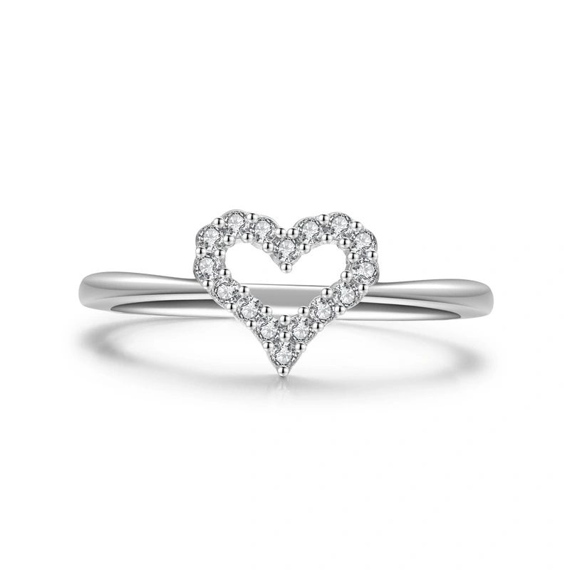 Hainon fashion s925 silver personalized sweet heart ring female simple index finger single ring hand jewelry1 1
