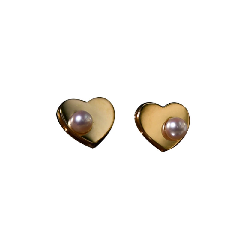 Hainon French earrings mirrored love stud earrings small exquisite 18K gold plated pearl earrings jewelry1 1