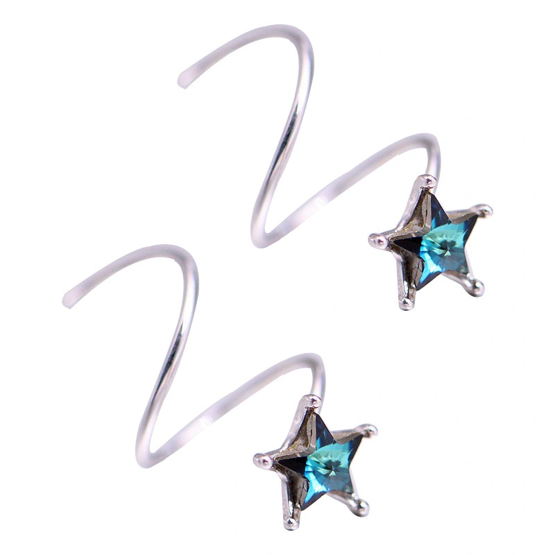 Hainon S925 sterling silver earrings simple personality blue star earrings female double wrap earrings 1